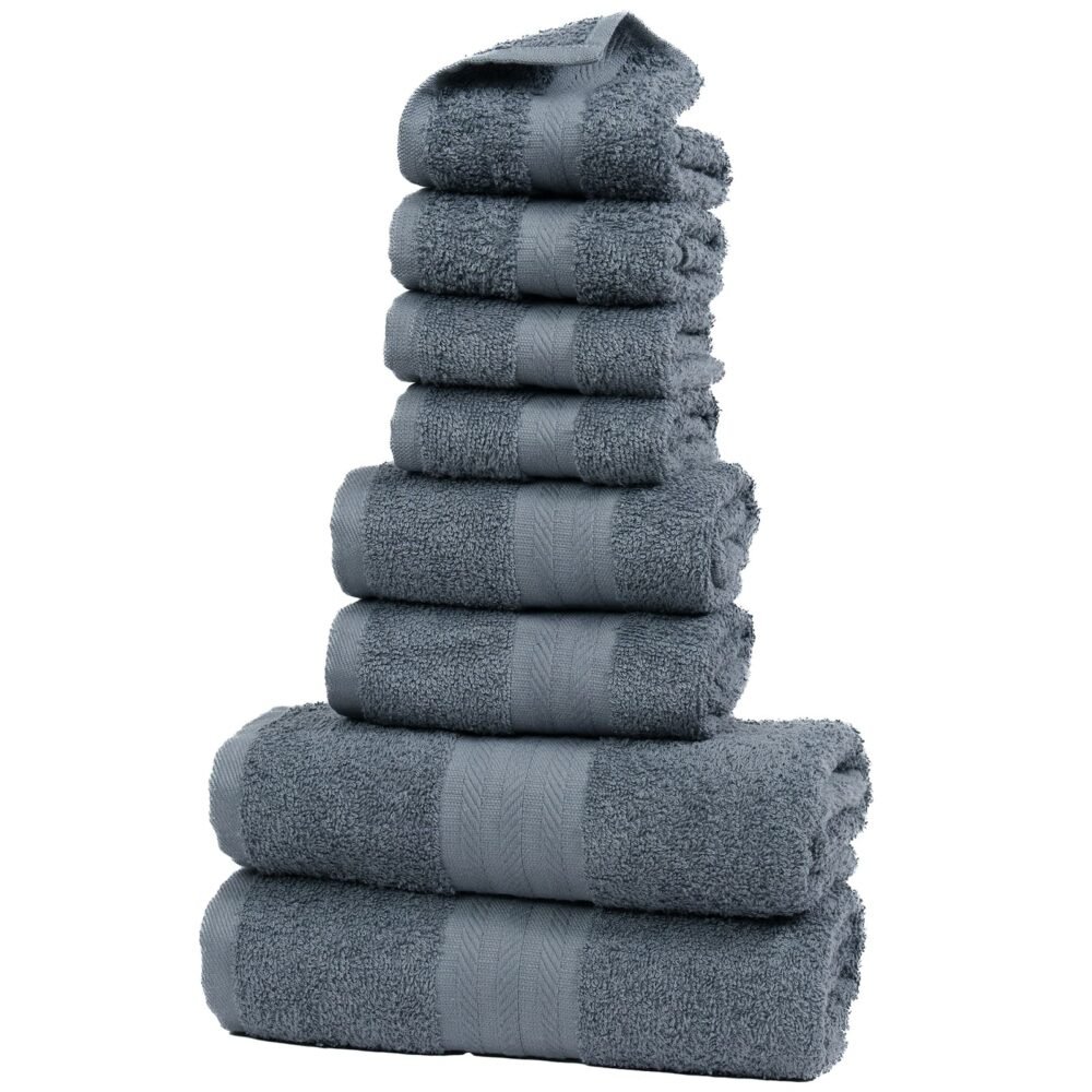 Set Righe Grigio Scuro Asciugamano 8Pz