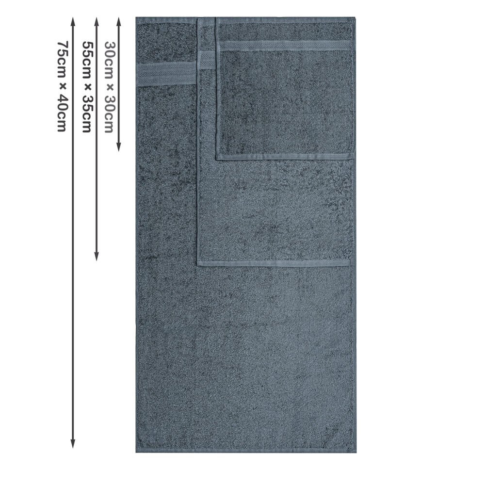 Set Righe Grigio Scuro Asciugamano 8Pz - immagine 4