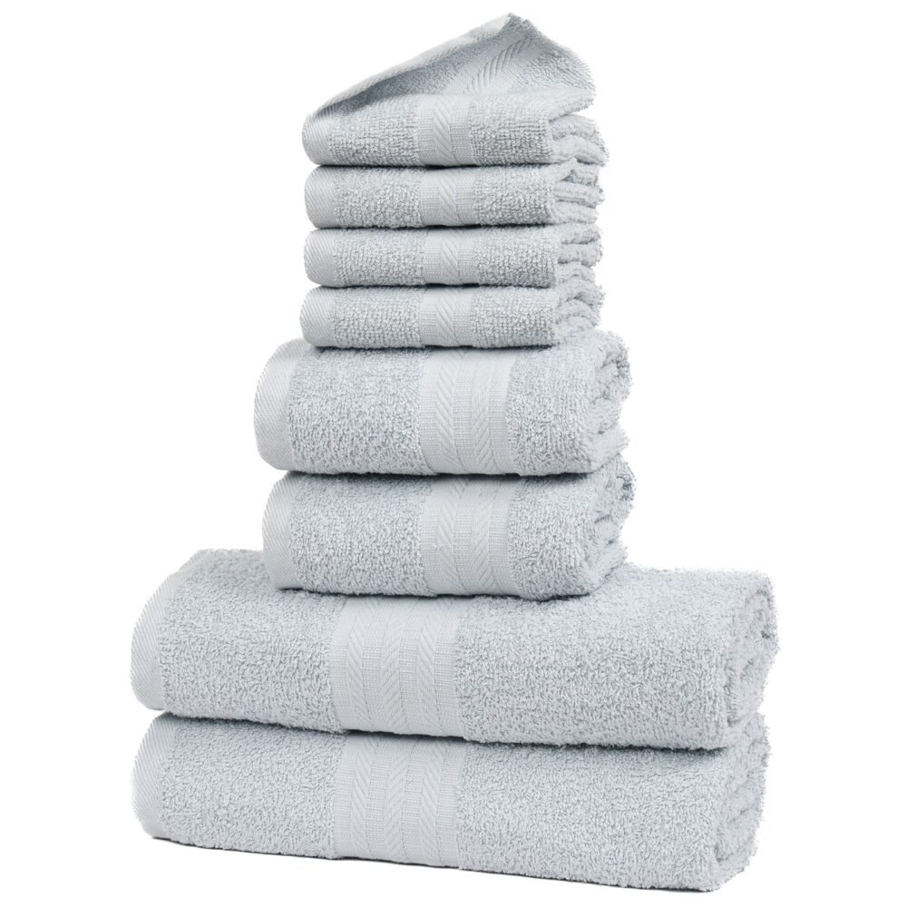 Set Righe Grigio Asciugamano 8Pz